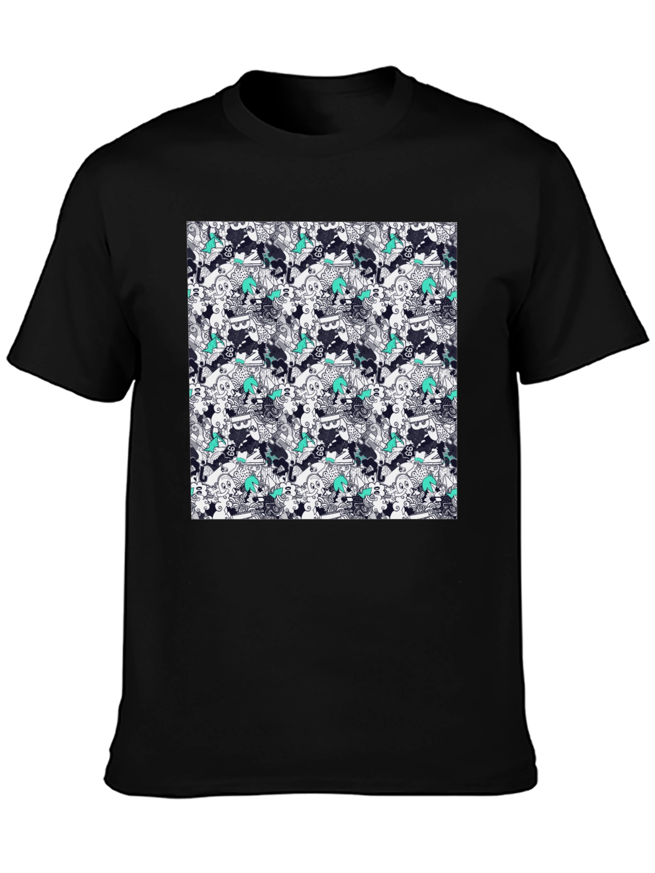 Patterned Cotton Graphic Tee - Abstract Art Style