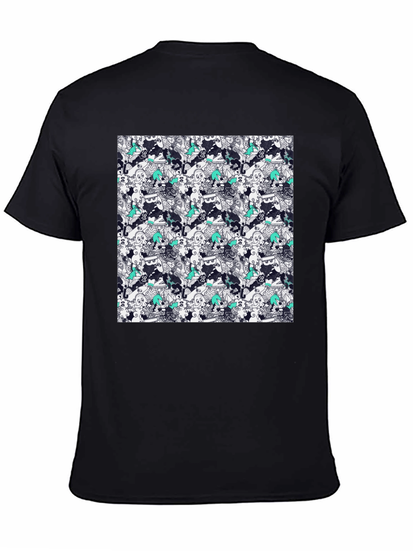 Patterned Cotton Graphic Tee - Abstract Art Style