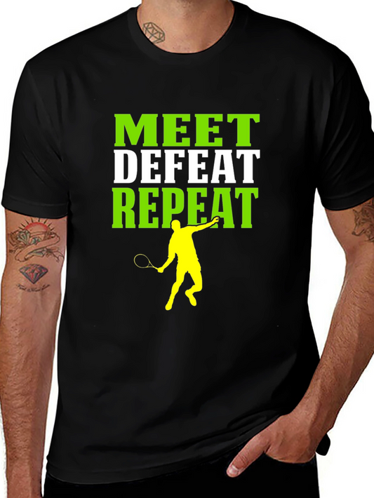 Meet Defeat Repeat Tennis Graphic Tee