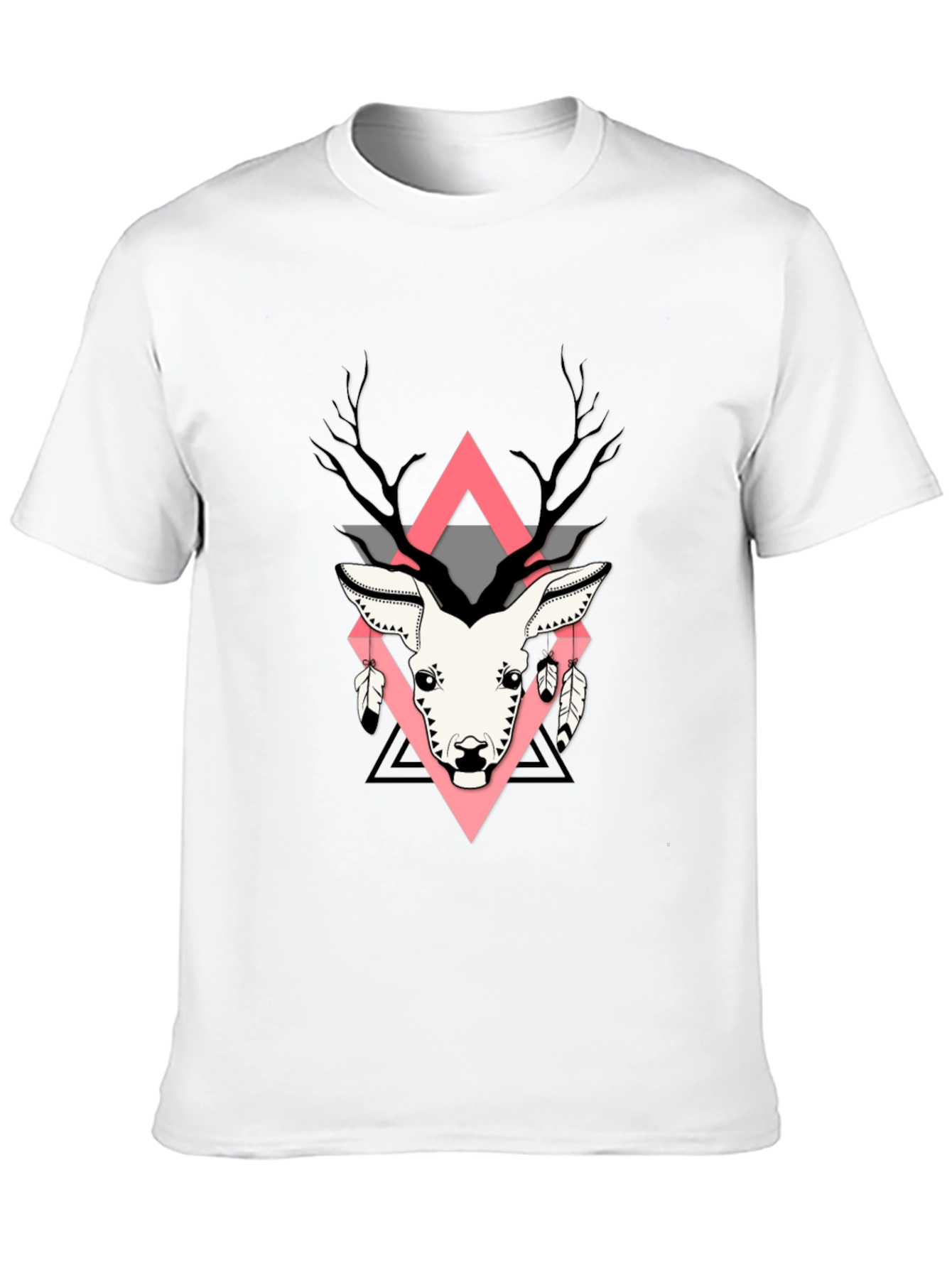 Geometric Deer Graphic Print T-Shirt