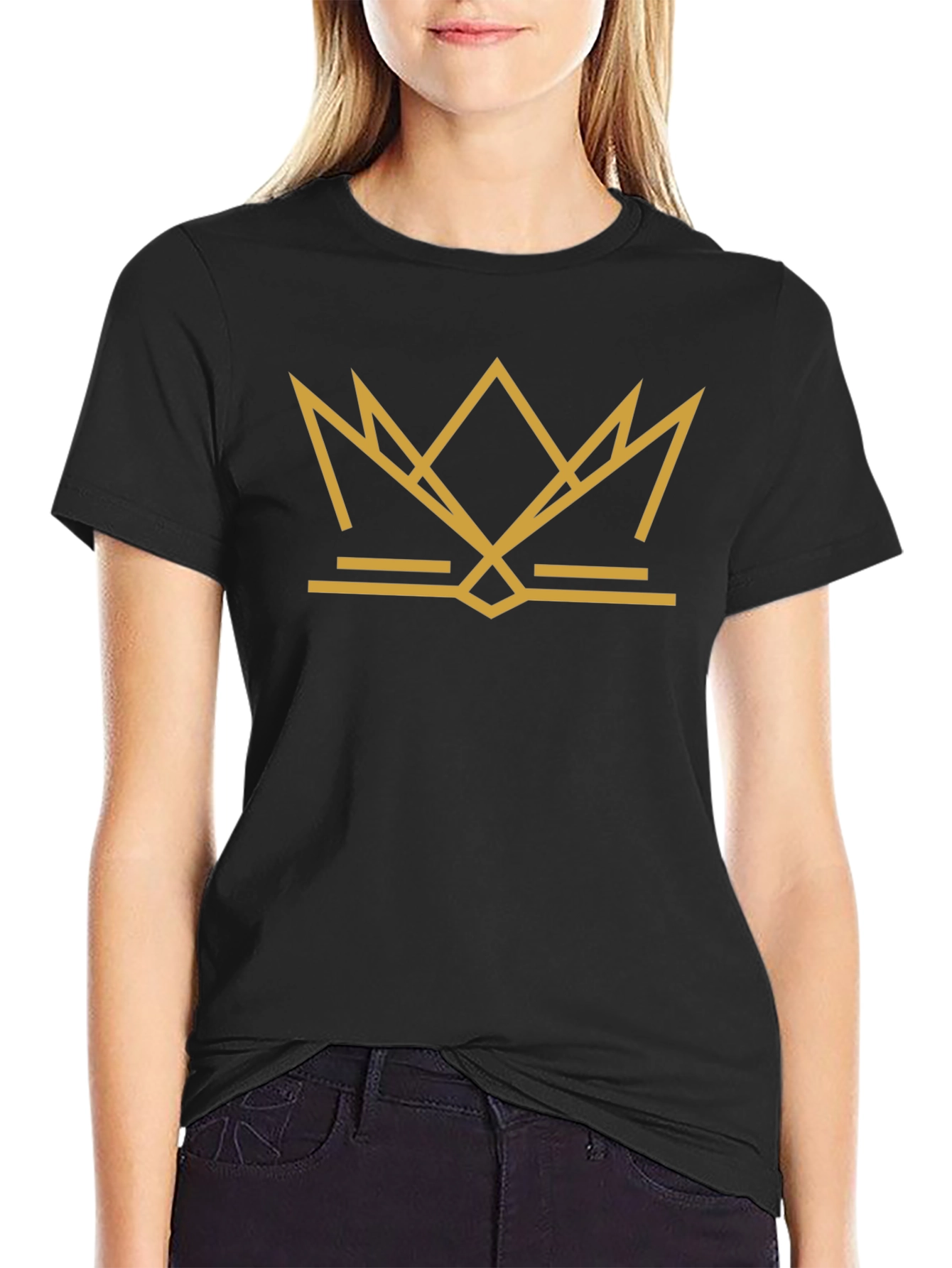 Geometric Crown Graphic Tee - Black