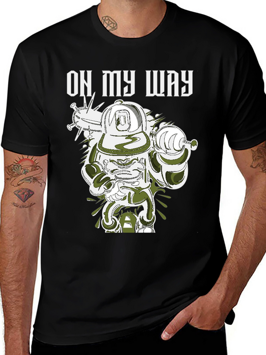 On My Way Graphic Tee - Cool Cartoon Astronaut Design