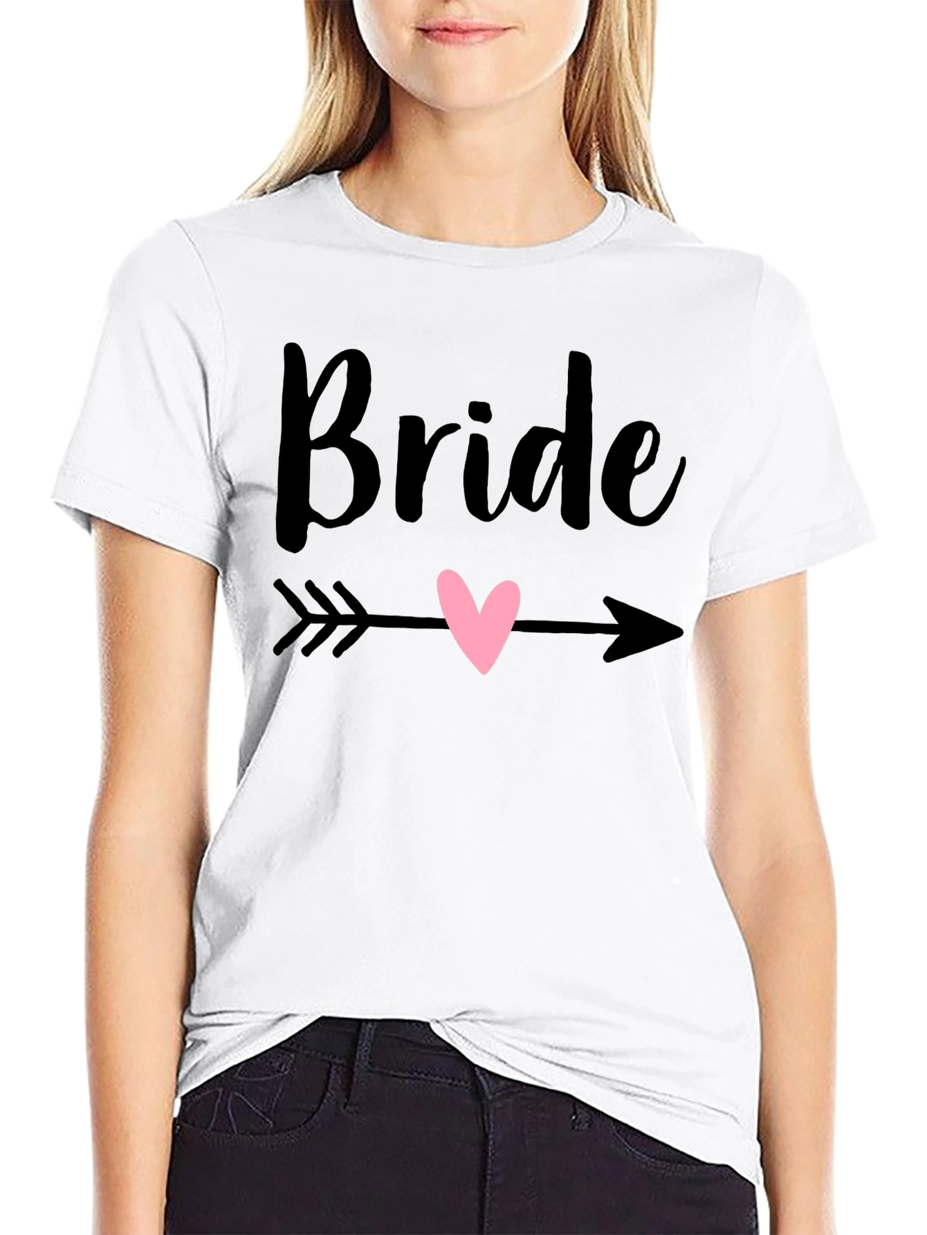 Bride Heart Arrow Graphic Tee - Black Cotton T-Shirt