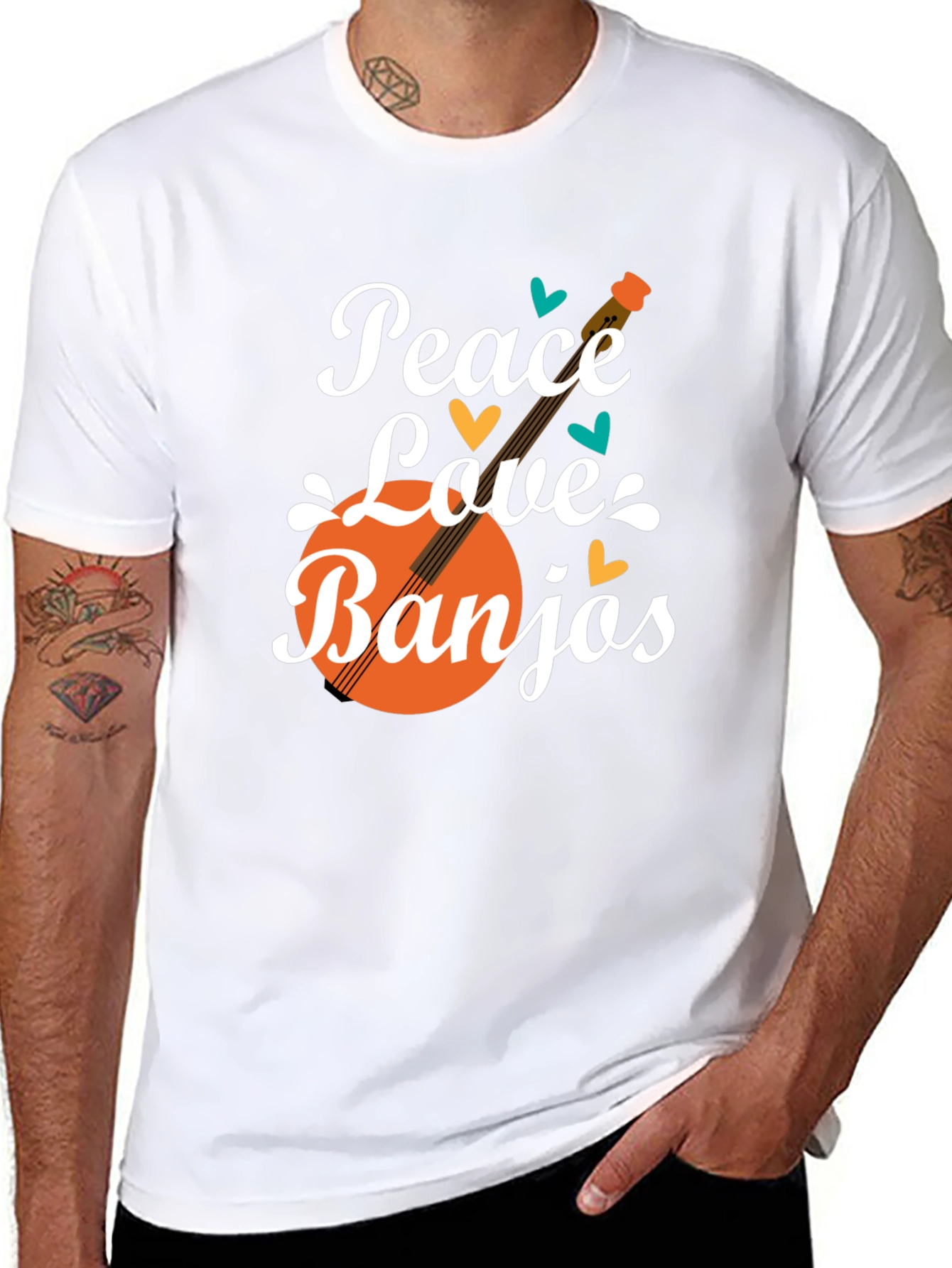 Peace Love Banjos T-Shirt - Musical Graphic Tee