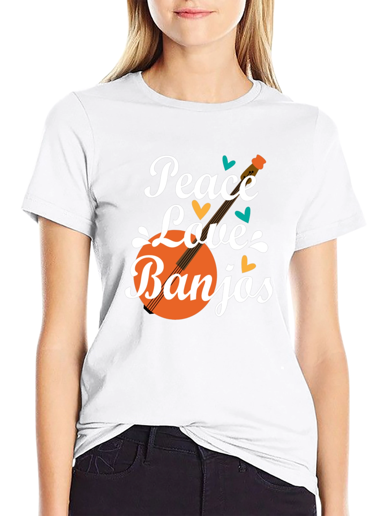 Peace Love Banjos T-Shirt - Musical Graphic Tee