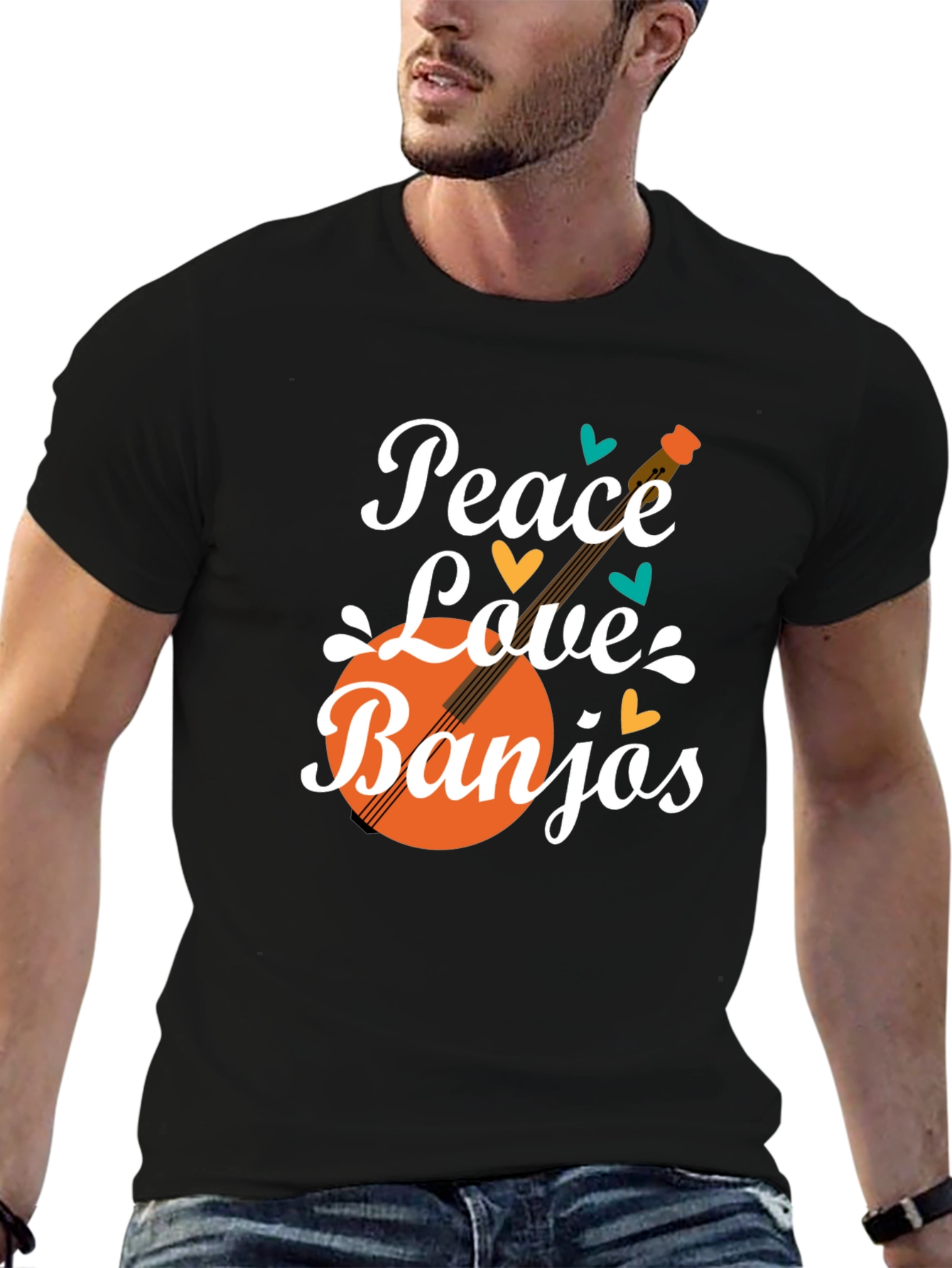 Peace Love Banjos T-Shirt - Musical Graphic Tee