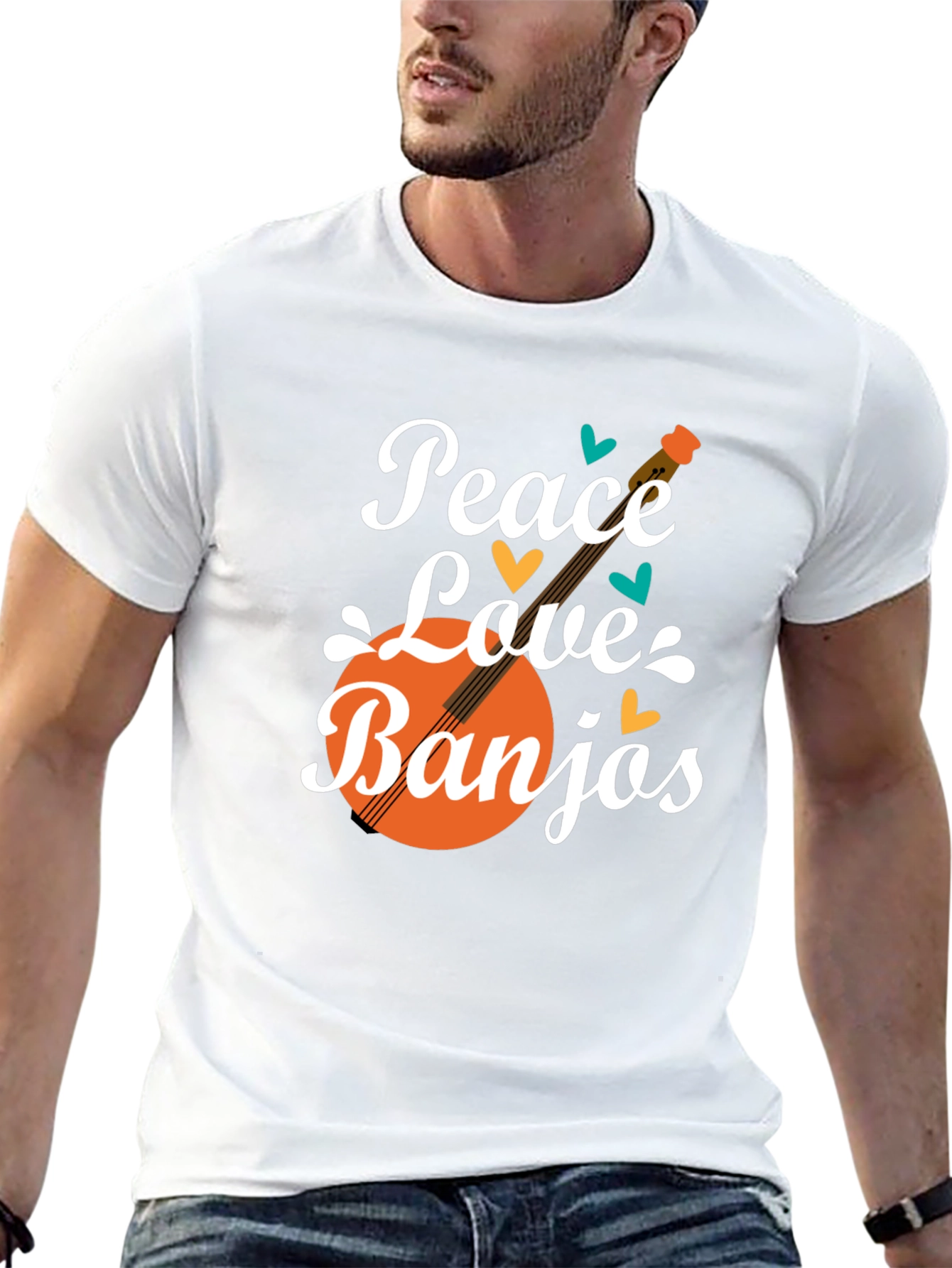 Peace Love Banjos T-Shirt - Musical Graphic Tee