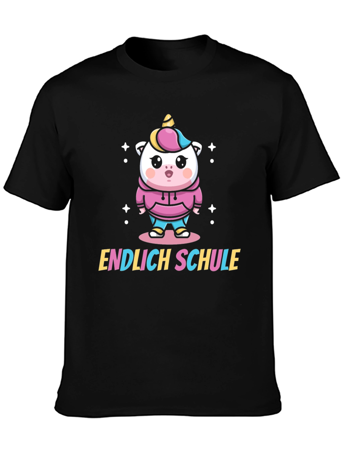Finally School Unicorn Black T-Shirt