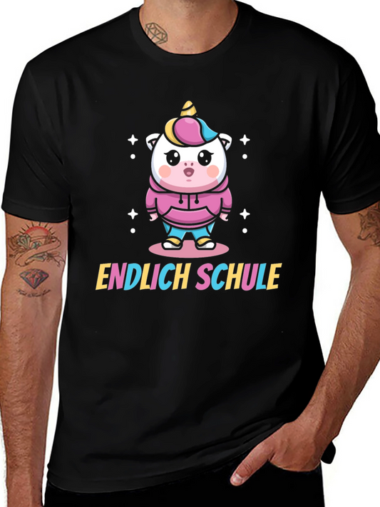 Finally School Unicorn Black T-Shirt