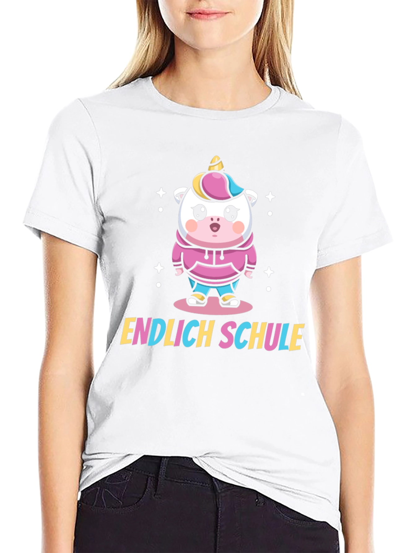 Finally School Unicorn Black T-Shirt