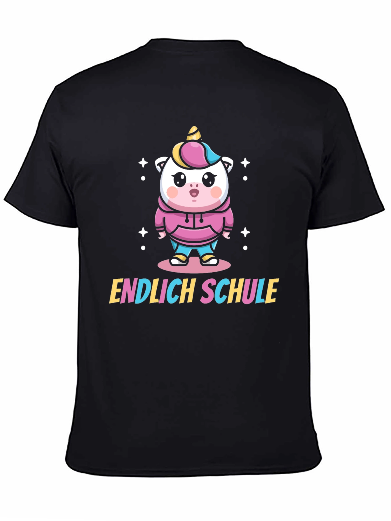 Finally School Unicorn Black T-Shirt