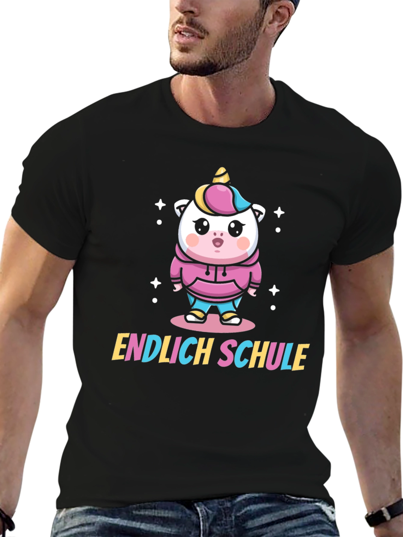 Finally School Unicorn Black T-Shirt