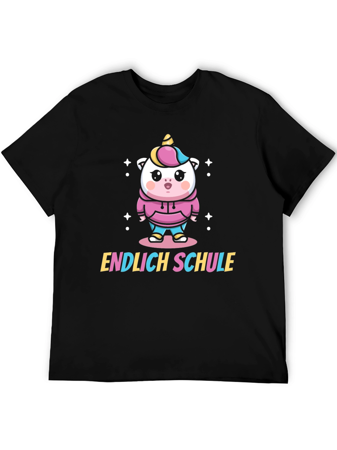 Finally School Unicorn Black T-Shirt