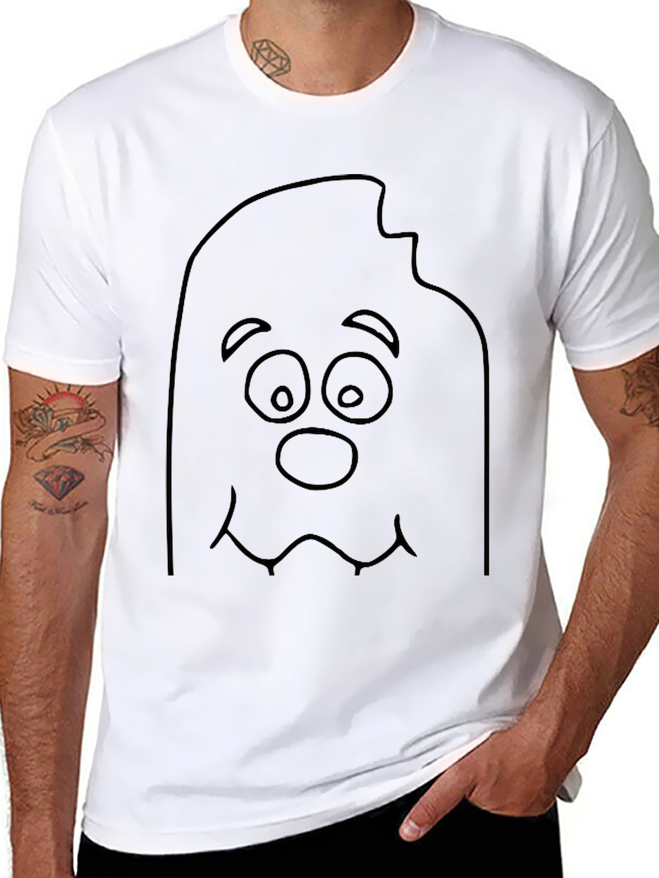 Cartoon Cookie Monster Bite Black T-Shirt