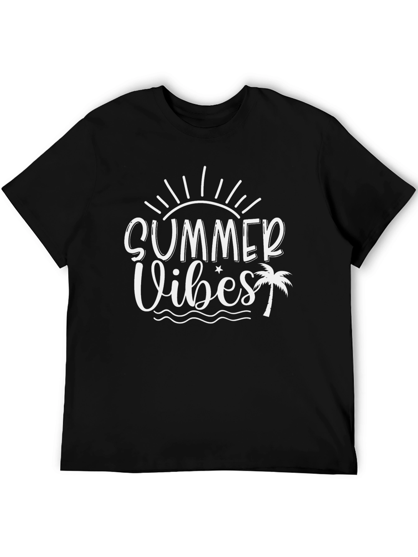 Summer Vibes Graphic Tee - Black Cotton Shirt