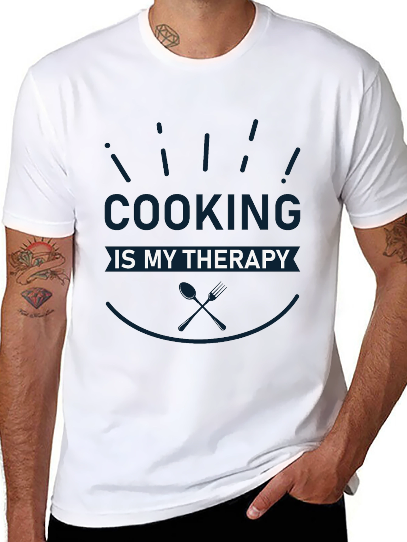 Cooking is My Therapy Black T-Shirt