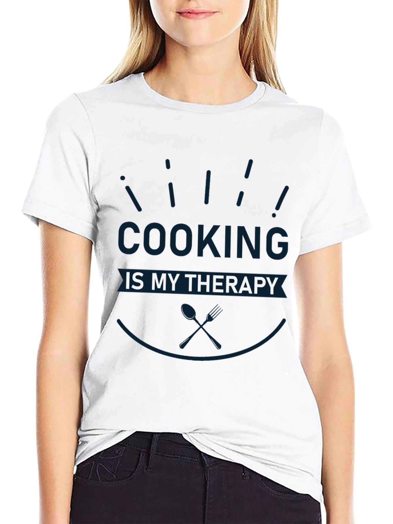 Cooking is My Therapy Black T-Shirt