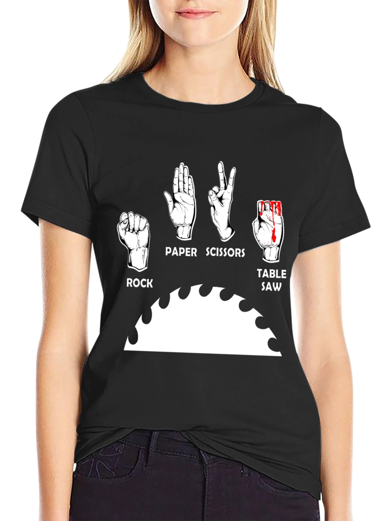 Rock Paper Scissors Table Saw Funny Graphic Tee