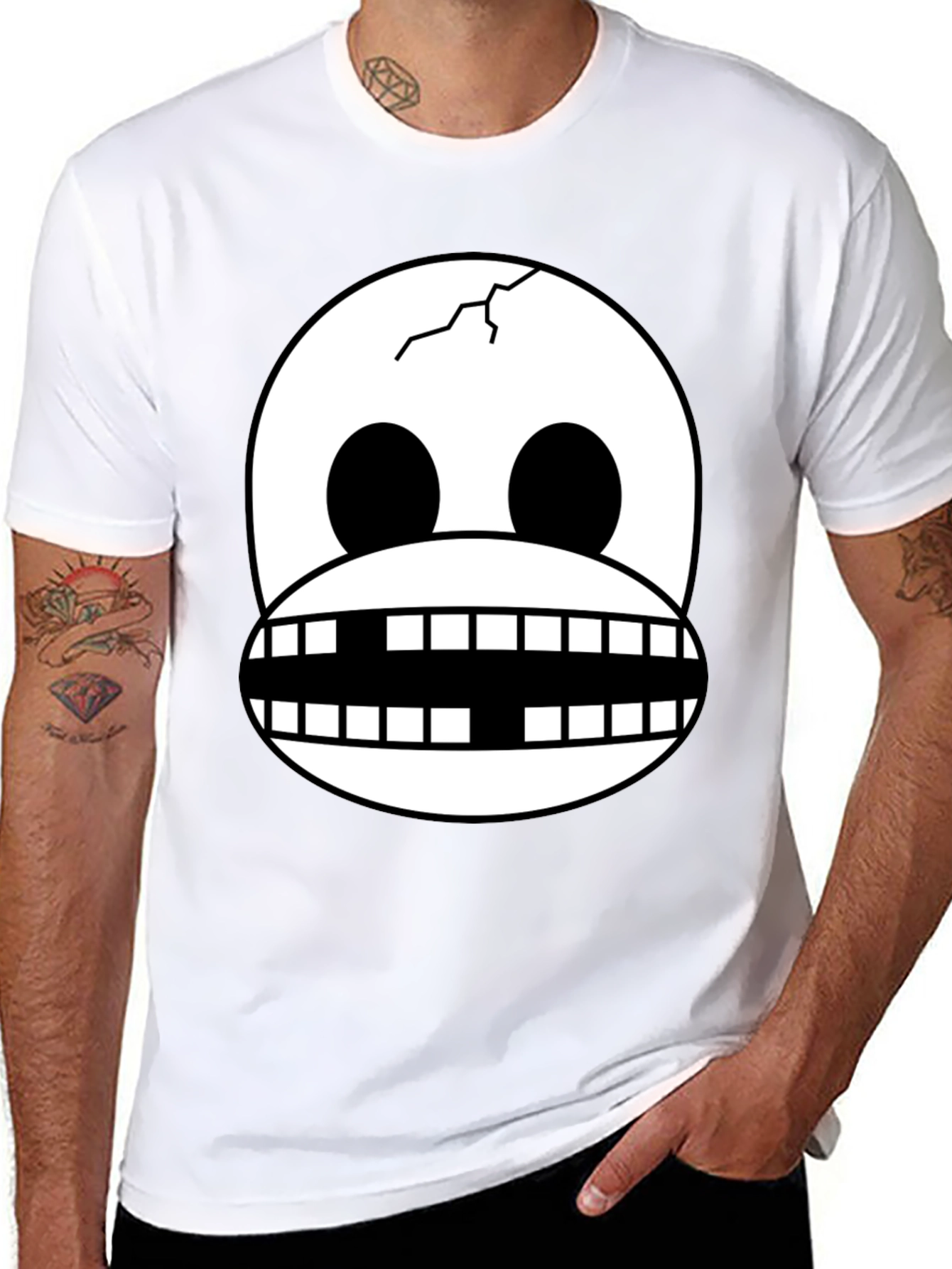 Skull Face Graphic Print Black T-Shirt