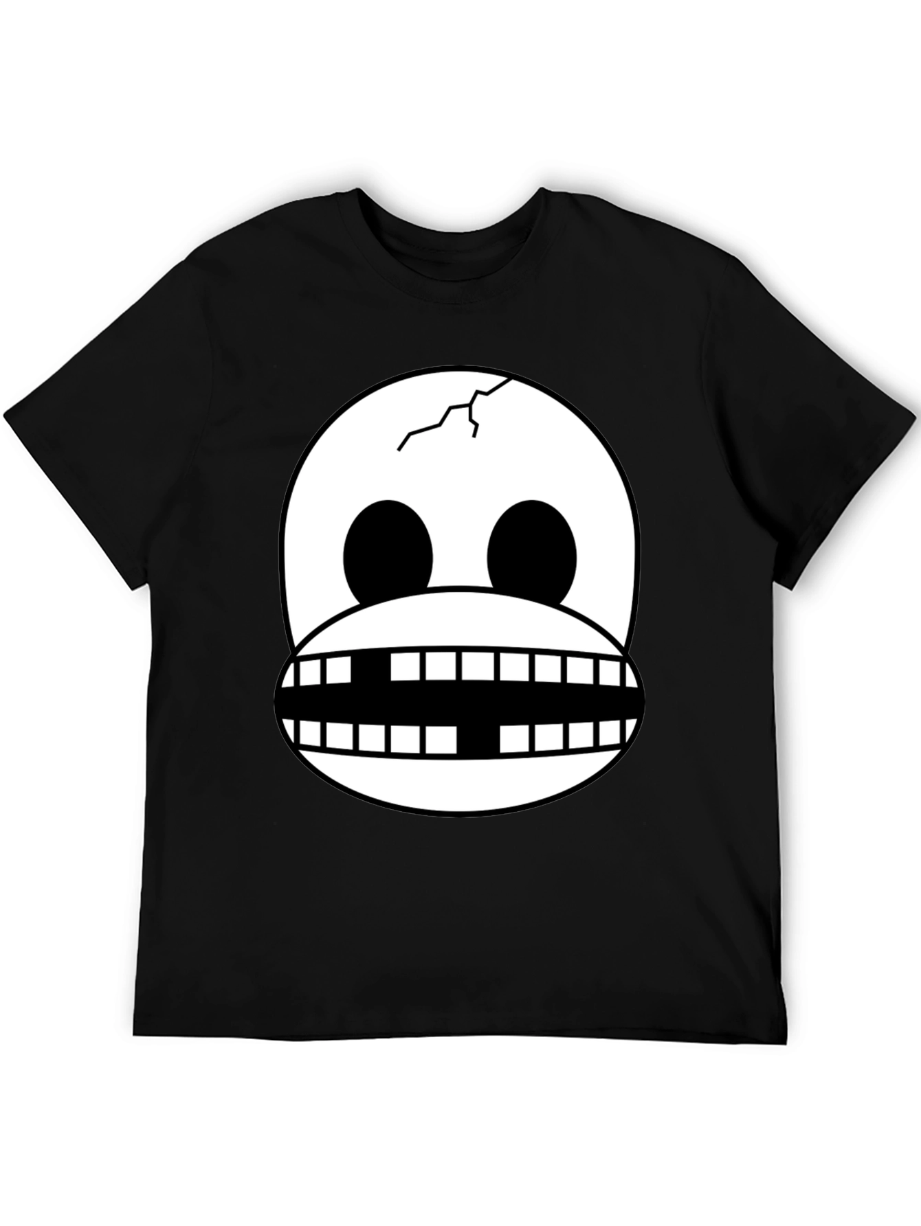 Skull Face Graphic Print Black T-Shirt