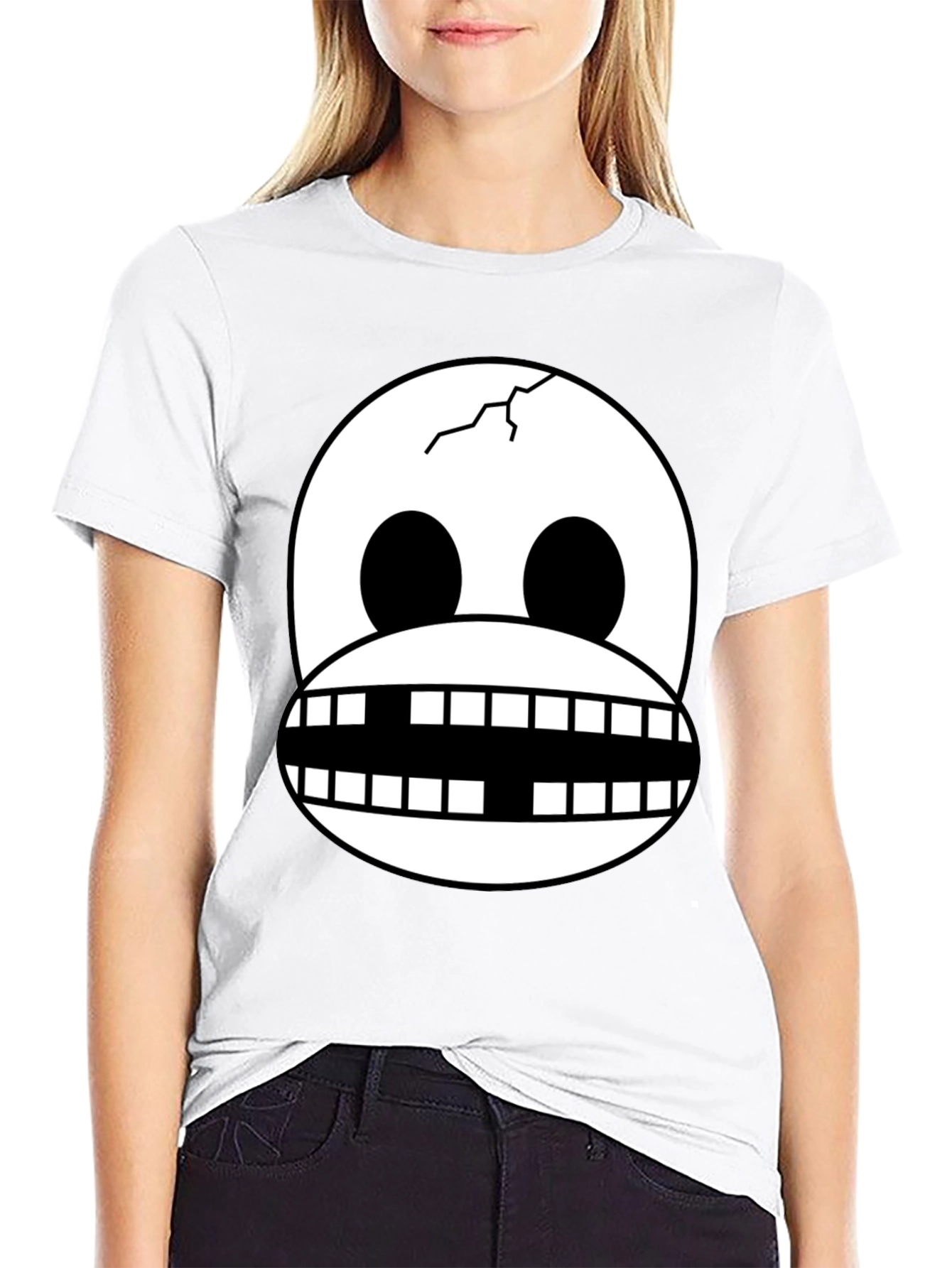 Skull Face Graphic Print Black T-Shirt
