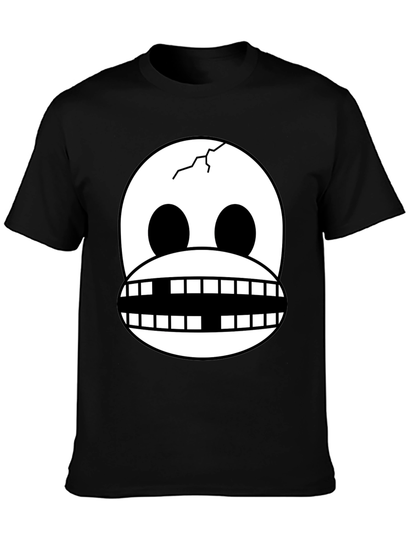Skull Face Graphic Print Black T-Shirt
