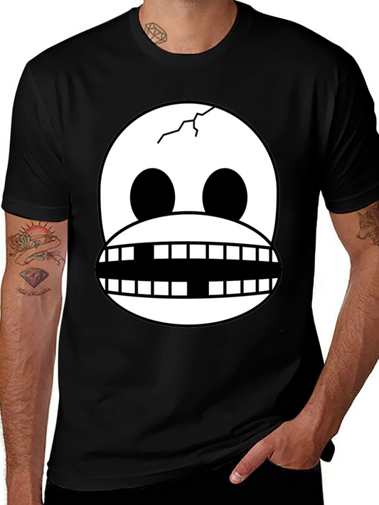 Skull Face Graphic Print Black T-Shirt