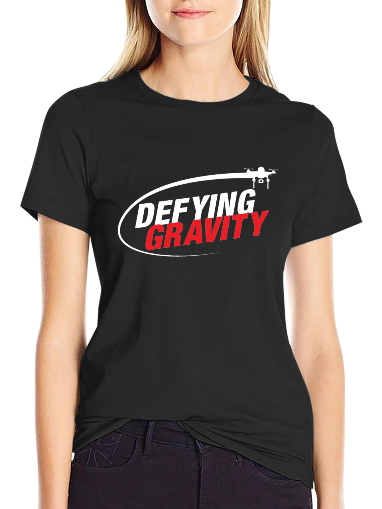 Defying Gravity Drone Graphic Tee - Black