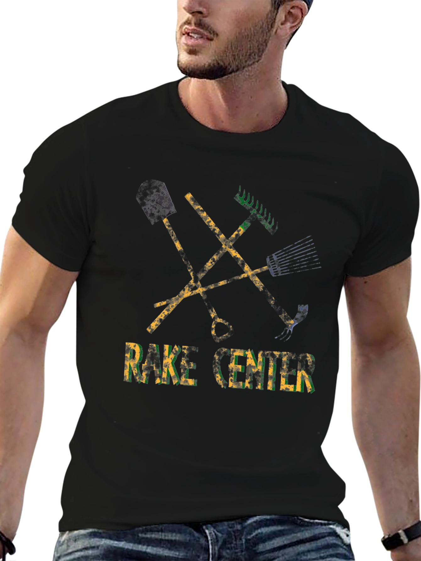 Rake Center Graphic Tee - Gardening Humor