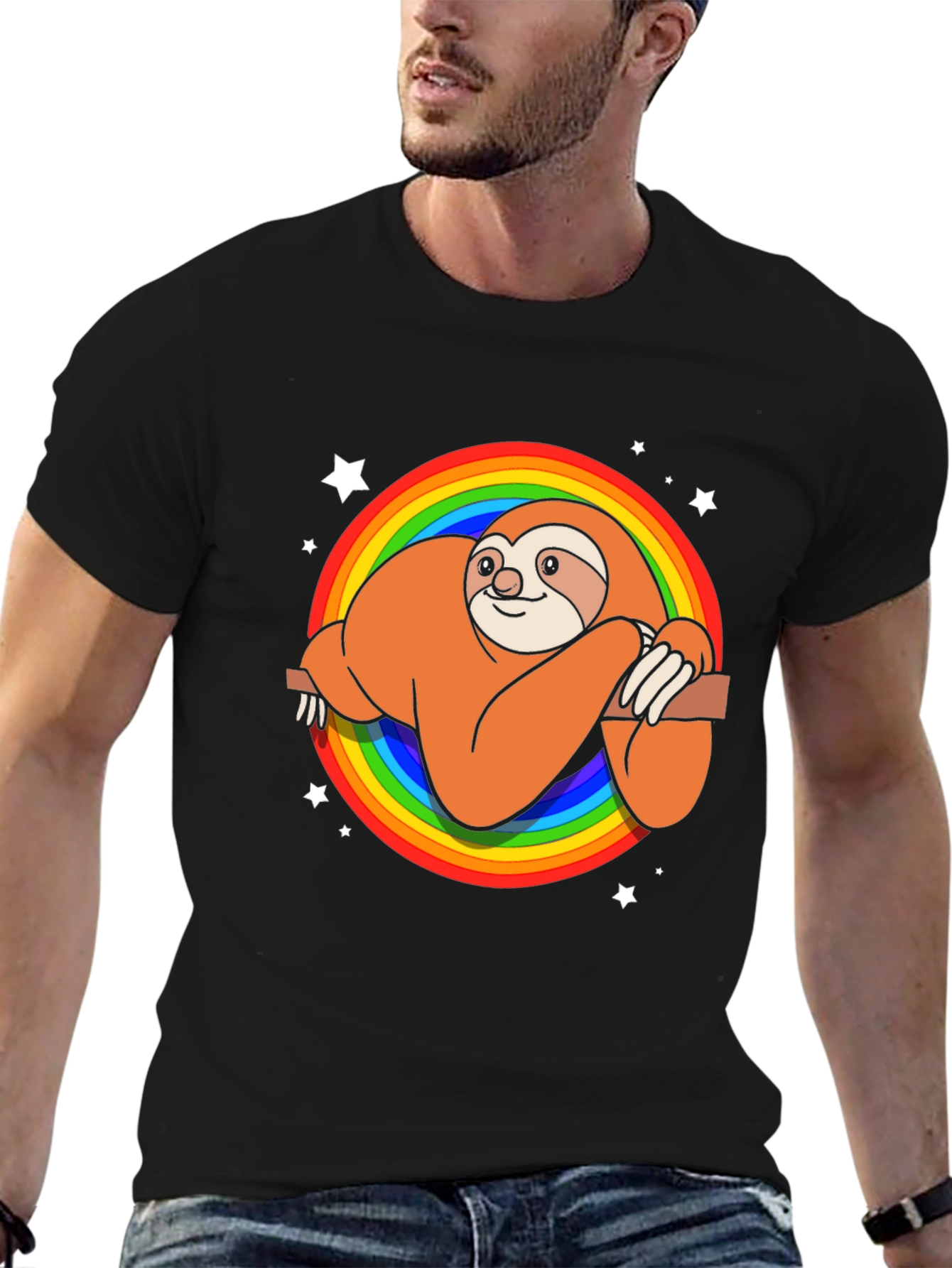 Rainbow Sloth T-Shirt - Cute Cartoon Tee